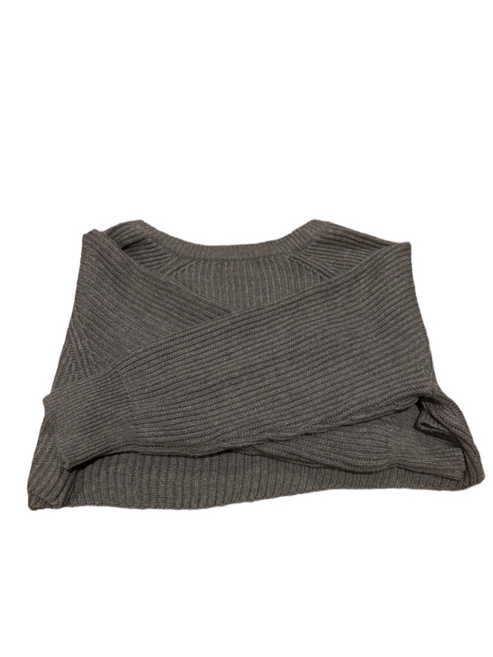 Cotton Candy LA Ribbed Cropped Crewneck Sweater - Gray - Picture 6 of 11